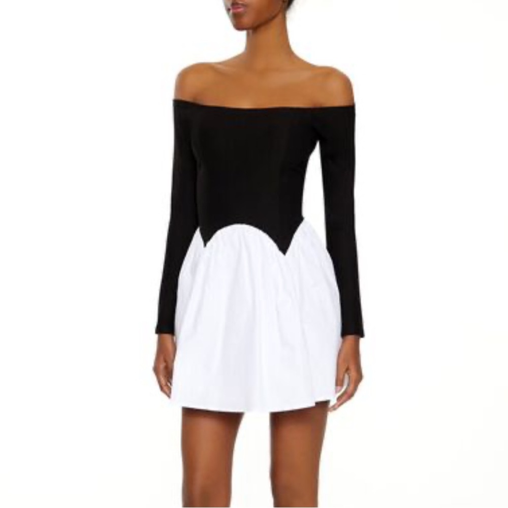 Black and White Off-Shoulder Dress